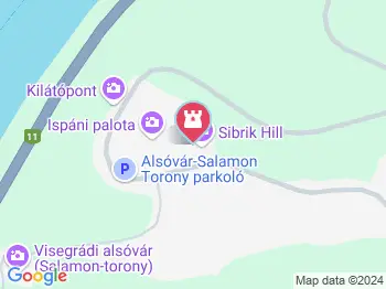 Sibrik-dombi római erőd és ispáni vár romjai Visegrád a térképen