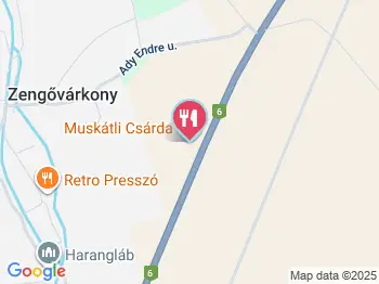 Muskátli Csárda Zengővárkony a térképen