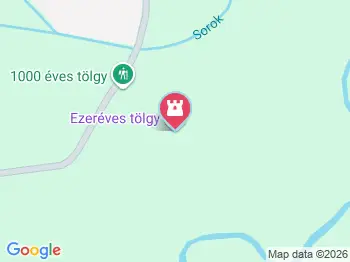 Ezeréves tölgy Zsennye a térképen