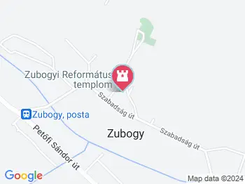 Református templom Zubogy a térképen