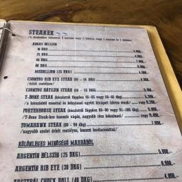 Buffalo Steak House, Budapest - Étlap/itallap