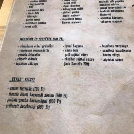 Buffalo Steak House, Budapest - Étlap/itallap