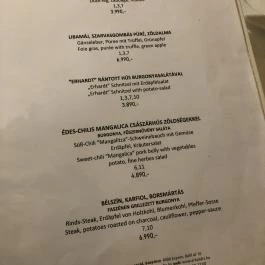 Erhardt Étterem & Borpince Sopron - Étlap/itallap