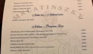 Maghari Borbár - Malatinszky Kúria Villány - Étlap/itallap