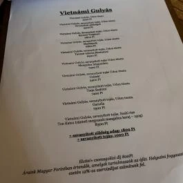 Vietnámi Gulyás, Budapest - Étlap/itallap
