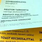 Fruska Bistro - Nádor utca Budapest - Étlap/itallap