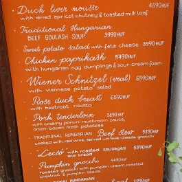 Fruska Bistro - Nádor utca Budapest - Étlap/itallap