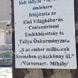 I. világháborús emlékmű Tállya - Egyéb