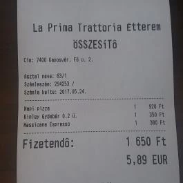 Trattoria La Prima, Kaposvár - Egyéb