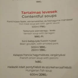 Piros Talicska Csárda, Pécs - Étlap/itallap