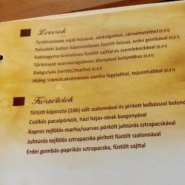 Suvadás Liget Étterem, Arló - Étlap/itallap