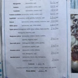 Julika Pizzéria, Biharugra - Étlap/itallap