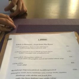 A Boros Borbár, Sárospatak - Étlap/itallap