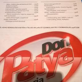 Don Patya Pizzéria Szerencs - Étlap/itallap