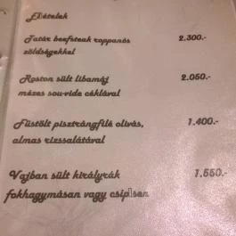 Fehérszarvas Vadásztanya Étterem, Eger - Étlap/itallap