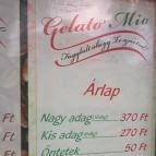 Gelato Mio Fagylaltozó Sárospatak - Étlap/itallap