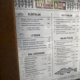 Halra Bor Étterem, Rakamaz - Étlap/itallap