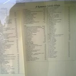 Kemence Csárda, Nyíregyháza - Étlap/itallap