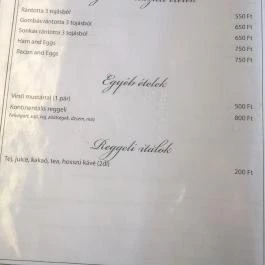 Millennium Étterem, Tokaj - Étlap/itallap