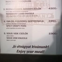 Nádas Csárda, Tiszaújváros - Étlap/itallap