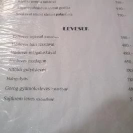 Petőfi Tanya Étterem Budapest - Étlap/itallap