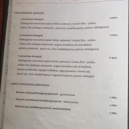 Rózsa Étterem, Mezőkövesd - Étlap/itallap