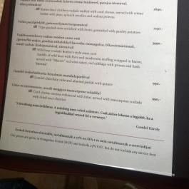 Rózsa Étterem, Mezőkövesd - Étlap/itallap