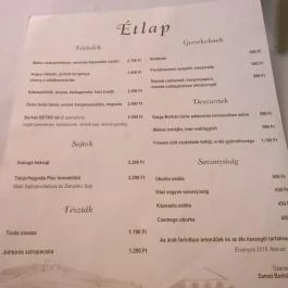 Sárga Borház Vendéglő, Mezőzombor - Étlap/itallap