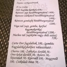 StreEAT, Sátoraljaújhely - Étlap/itallap