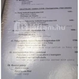 Tokaj Hotel Étterme, Tokaj - Étlap/itallap