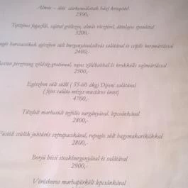 Vár Vendéglő Sárospatak - Étlap/itallap