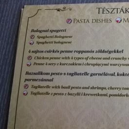 Velvet Bisztro & Restaurant, Halmaj - Étlap/itallap