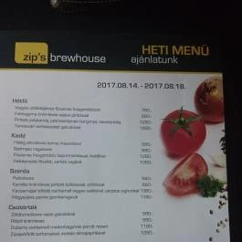 Zip’s Brewhouse Miskolc - Étlap/itallap