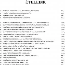 Csülök Bár Pécs - Étlap/itallap