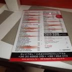 A Presto Budapest - Étlap/itallap