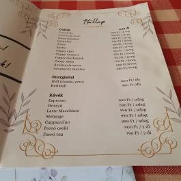 Aranytál étterem Komárom - Étlap/itallap