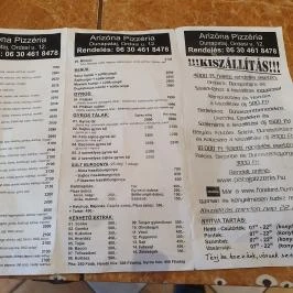 Arizóna Pizzéria Dunapataj - Étlap/itallap
