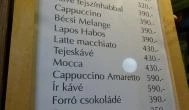 Babkávézó - Belvárosi Piac Budapest - Étlap/itallap