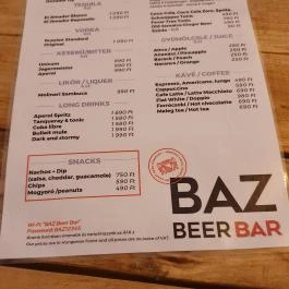 BAZ Beer Bar, Budapest - Étlap/itallap