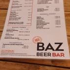 BAZ Beer Bar Budapest - Étlap/itallap