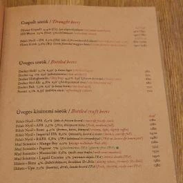 BÉLA - Bár, Étterem, Lakás, Arborétum Budapest - Étlap/itallap