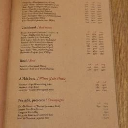 BÉLA - Bár, Étterem, Lakás, Arborétum Budapest - Étlap/itallap