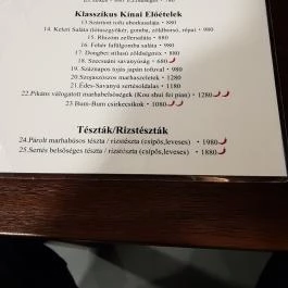 Biang Bisztró - Vámház körút Budapest - Étlap/itallap