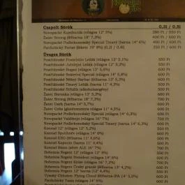 Bohemia Söröző, Budapest - Étlap/itallap
