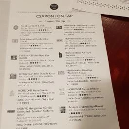 Bölcső Bar & Food, Budapest - Étlap/itallap