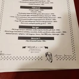 Bölcső Bar & Food, Budapest - Étlap/itallap