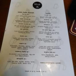 Bölcső Bar & Food, Budapest - Étlap/itallap