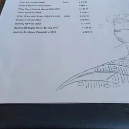 Borbár, Székesfehérvár - Étlap/itallap