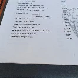 Borbár, Székesfehérvár - Étlap/itallap