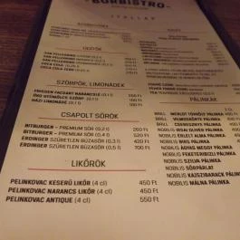 Borbistro Baja - Étlap/itallap